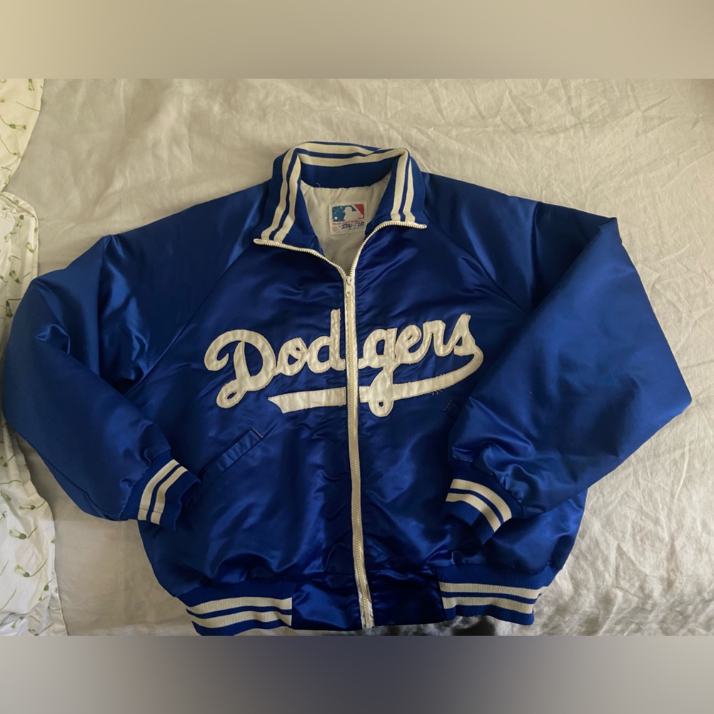 Vintage 80’ Starter New Haven,  CT Los Angeles Dodgers MLB Full Zip Satin Jacket